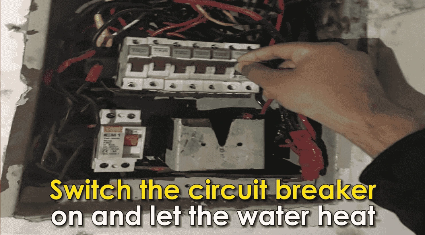How to turn on an electric water  heater. breaker